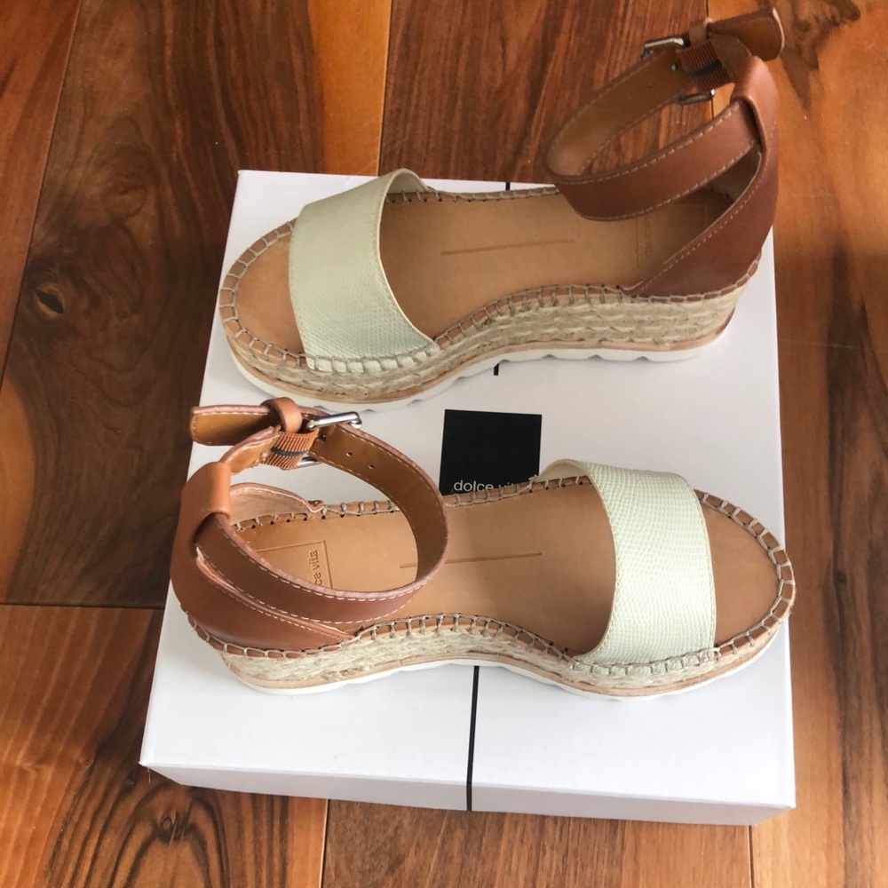 Dolce Vita Brown and Cream Wedges